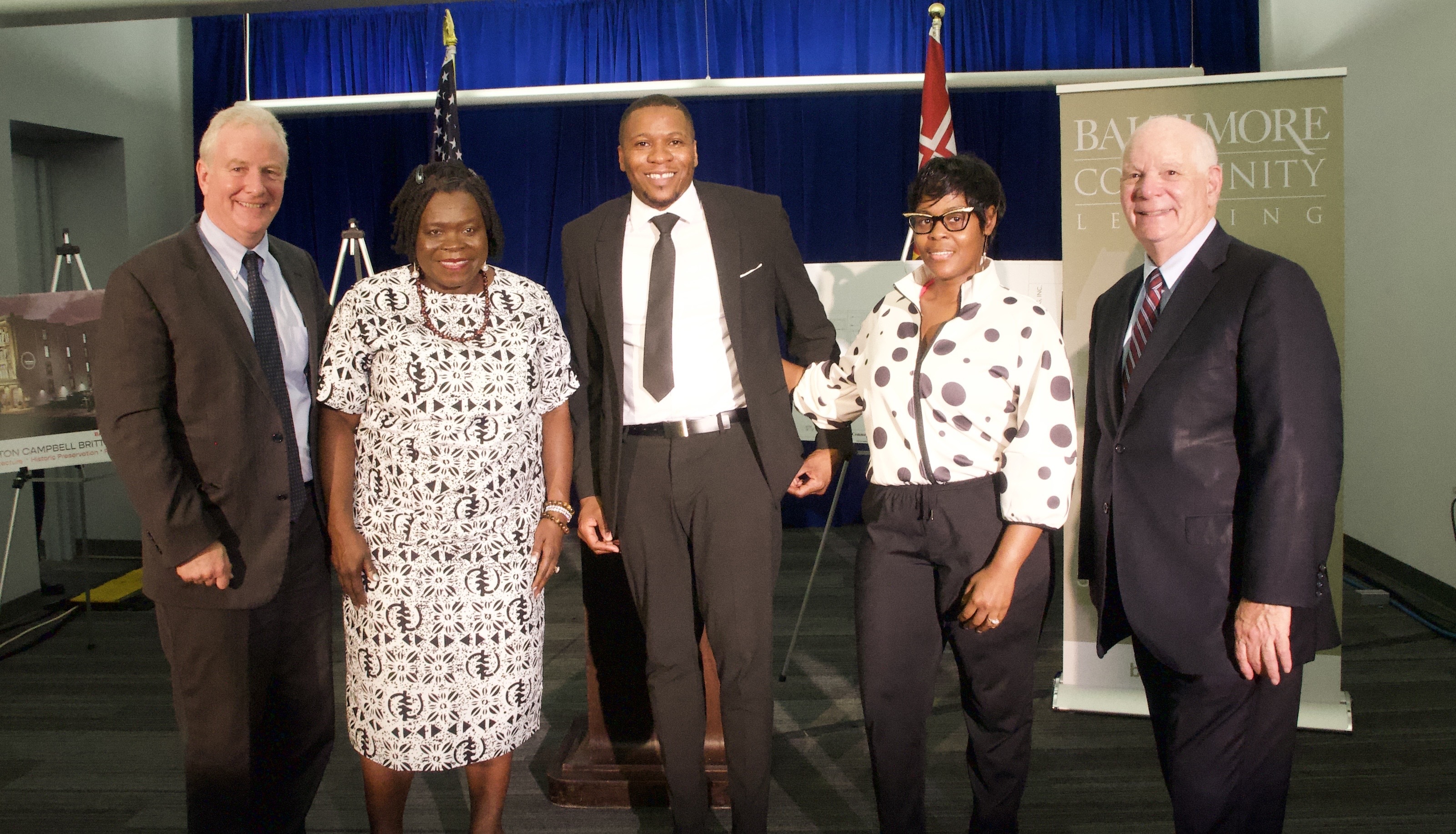 Pictured above (from left to right): Senator Van Hollen, Watchen Harris Bruce, Sekwan Merritt, Bianca Wise, and Senator Cardin